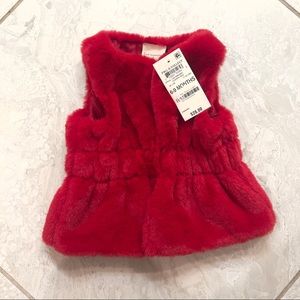 New baby girl red Fur Vest outfit top shirt coat jacket